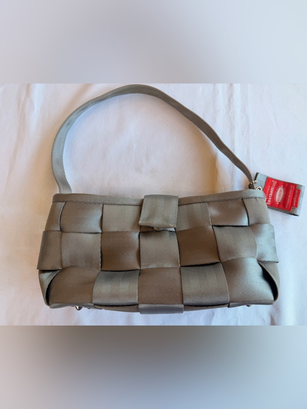 Harvey’s Original Grey Woven Seatbelt Shoulder Bag with Tag
